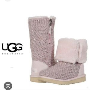 UGG Pink Knit Boots with Sequins